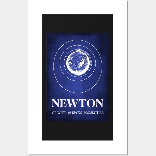 Sir Isaac Newton Gravity Projectile Rocket Science and Space Wall Art by labstud